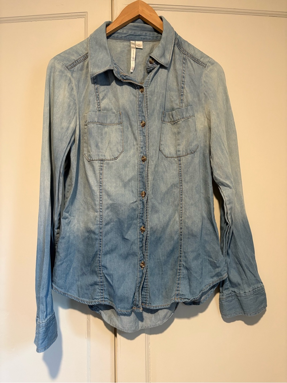 Lauren Conrad Ombré Cotton Denim Button Down Shirt